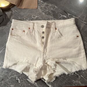 Levi’s 501® High Rise Cutoff Denim Shorts White (W28)